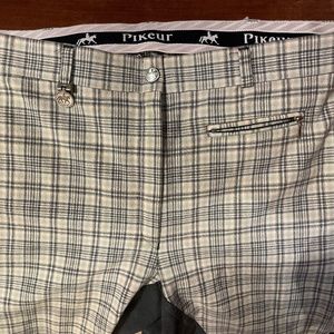 34L Pikeur Lugana Blue Grey Pink Full Seat Suede Breeches Riding Pants Jodhpurs